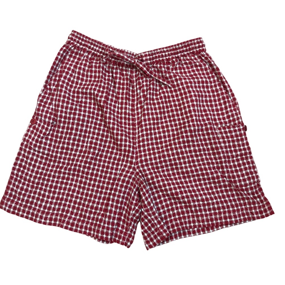 Vintage 90s Northern Reflections Pull On Gingham Flower Print Shorts M - Picture 1 of 10